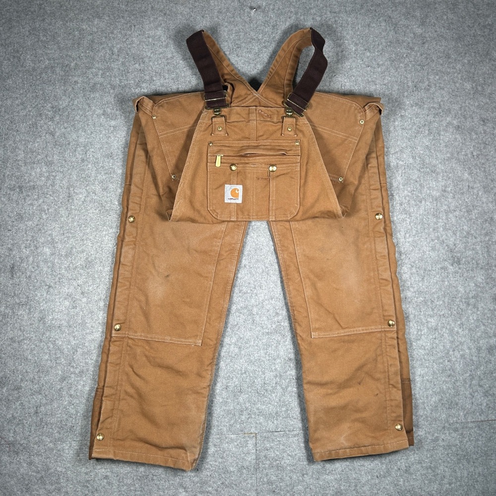 Carhartt bib overalls men size 32x32 Brown R41-BRN Quilt Lined Duck Canvas